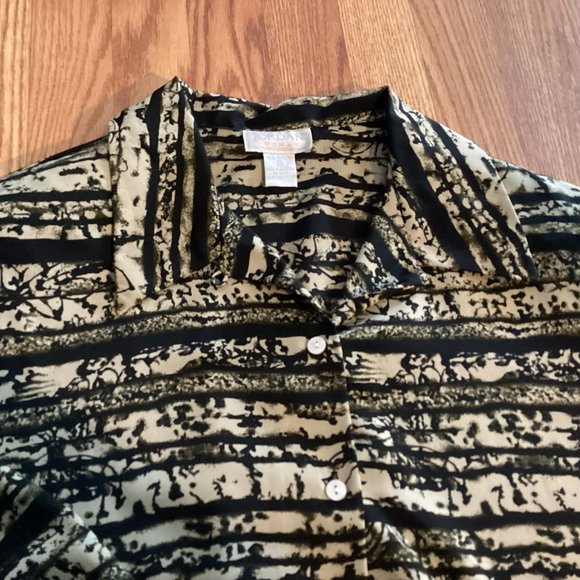 Vintage Jordan Woman Abstract Striped Button Up Long Sleeve Blouse Size 22 - Picture 3 of 4